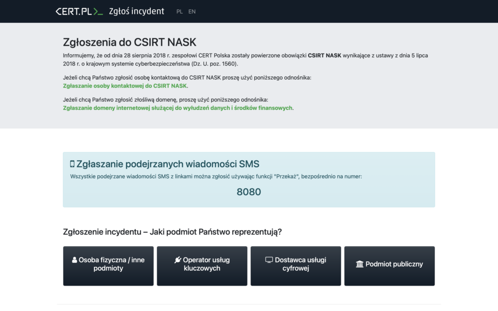 cyberbezpieczeństwo cert zgłoszenie