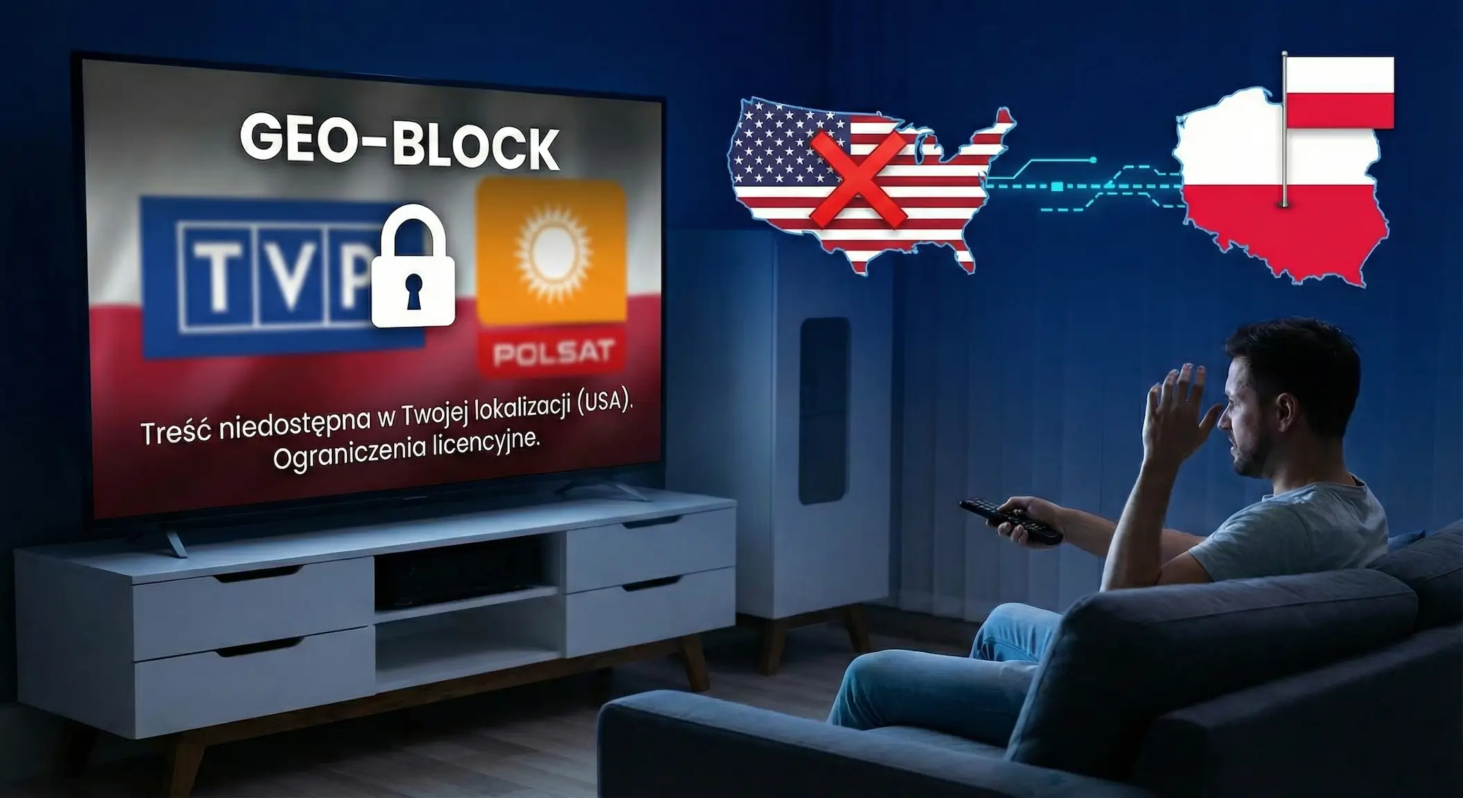 Polska TV w USA geolokalizacja VPN Polska