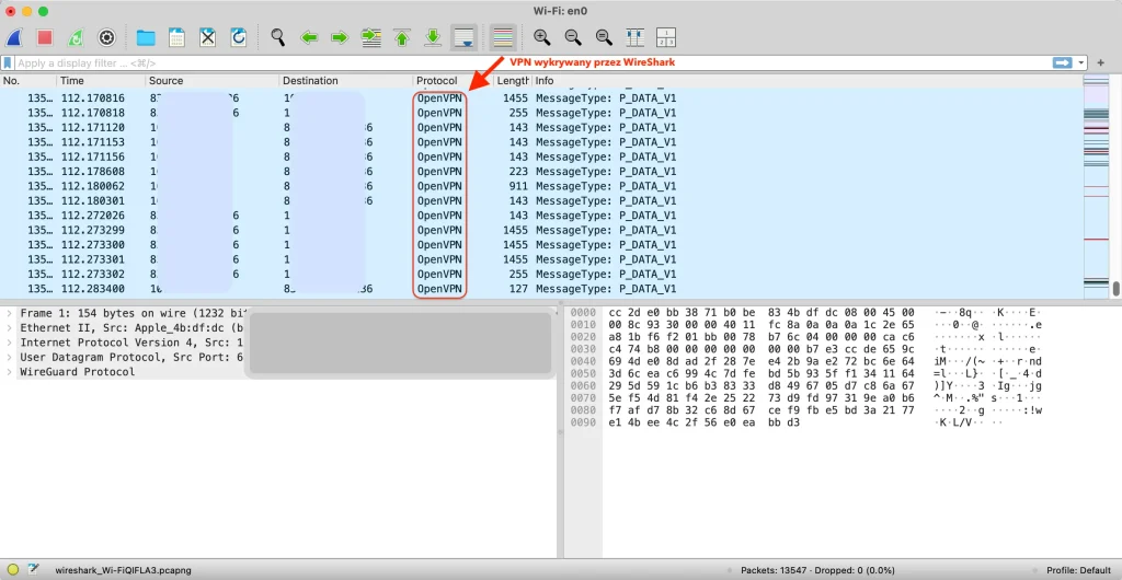 WireShark OpenVPN DPI