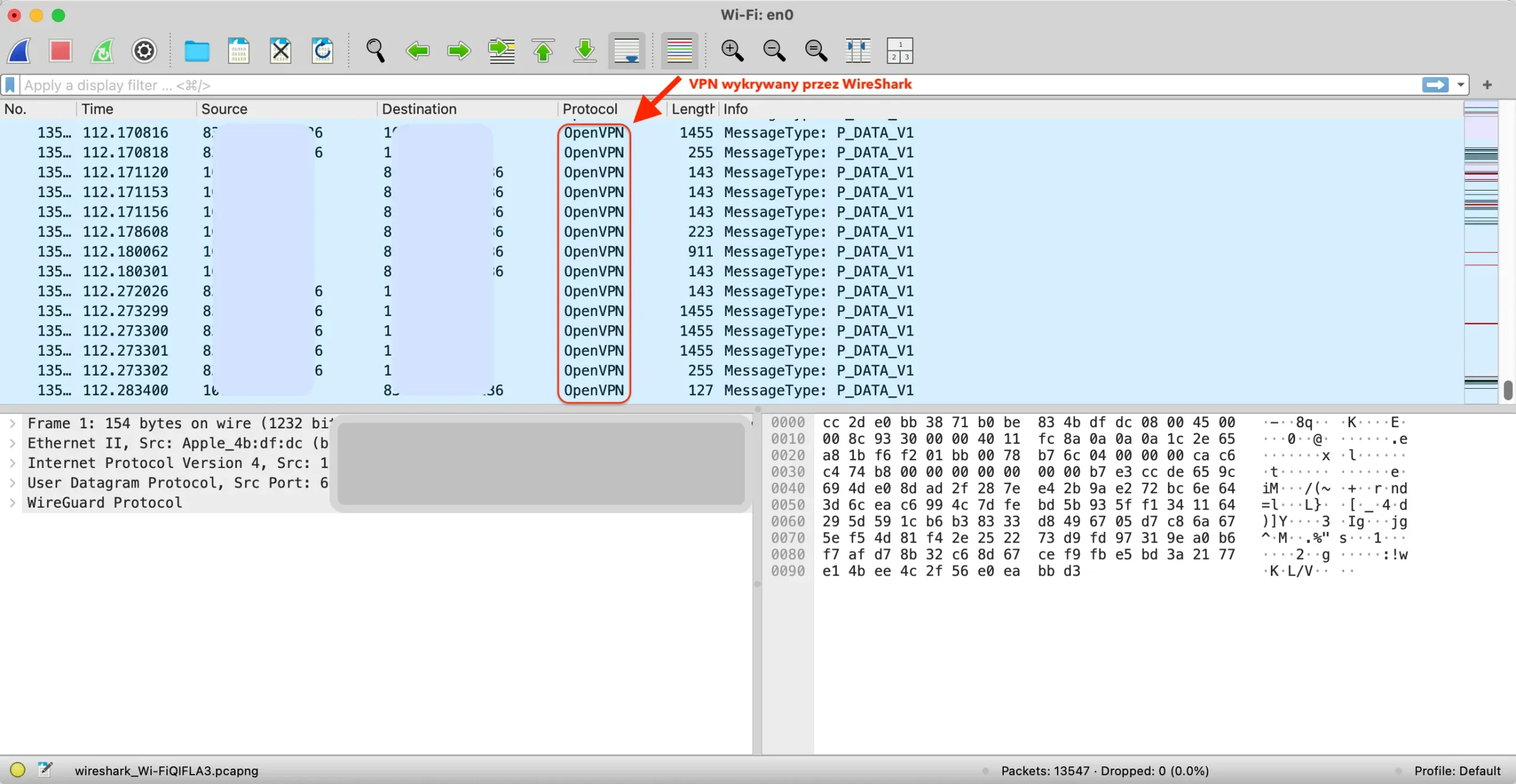 WireShark OpenVPN DPI