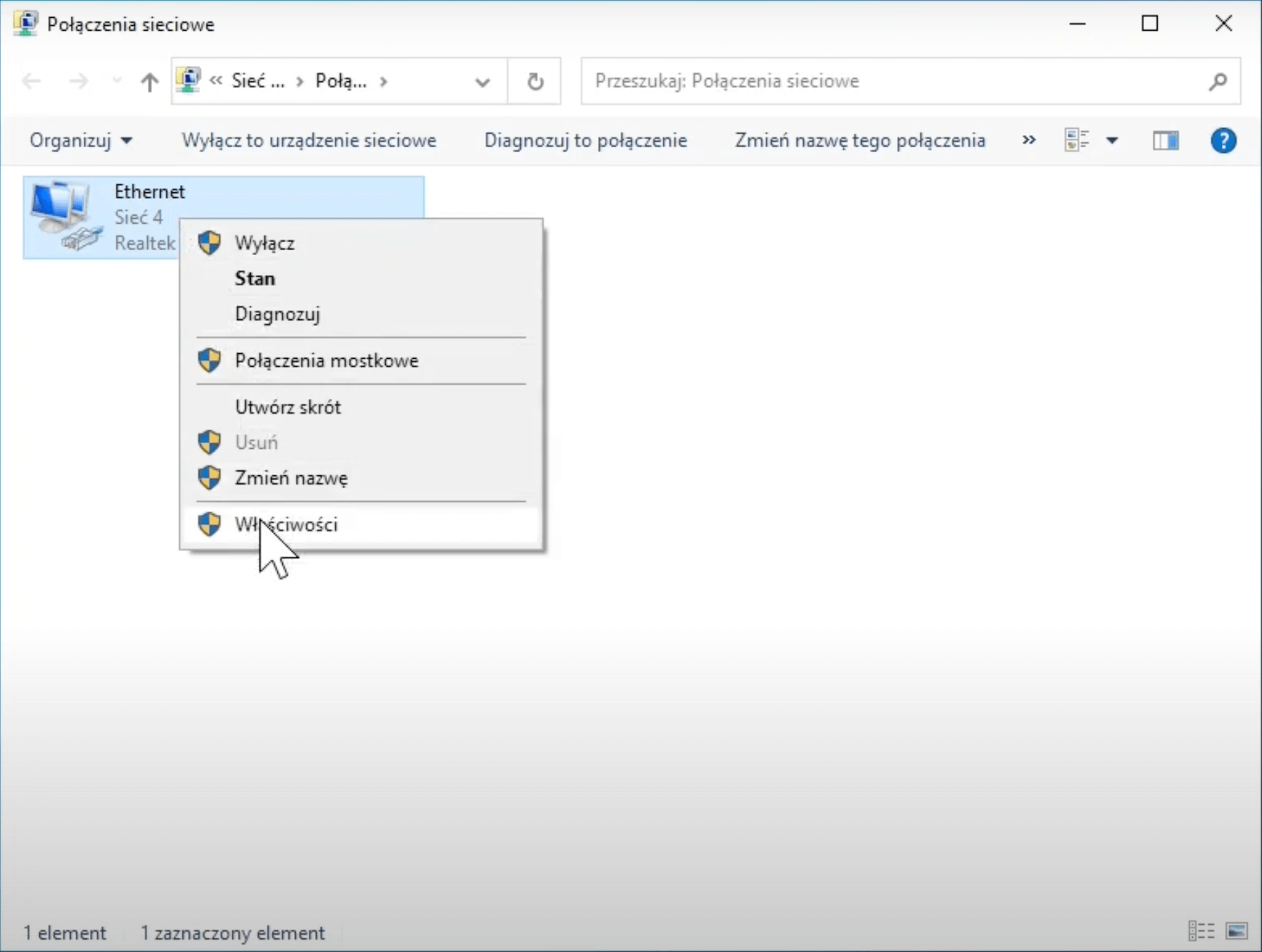 Zmiana DNS Windows 10-11 Krok 1