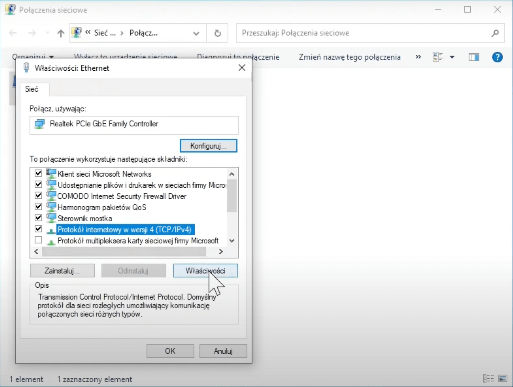 Zmiana DNS Windows 10-11 Krok 3