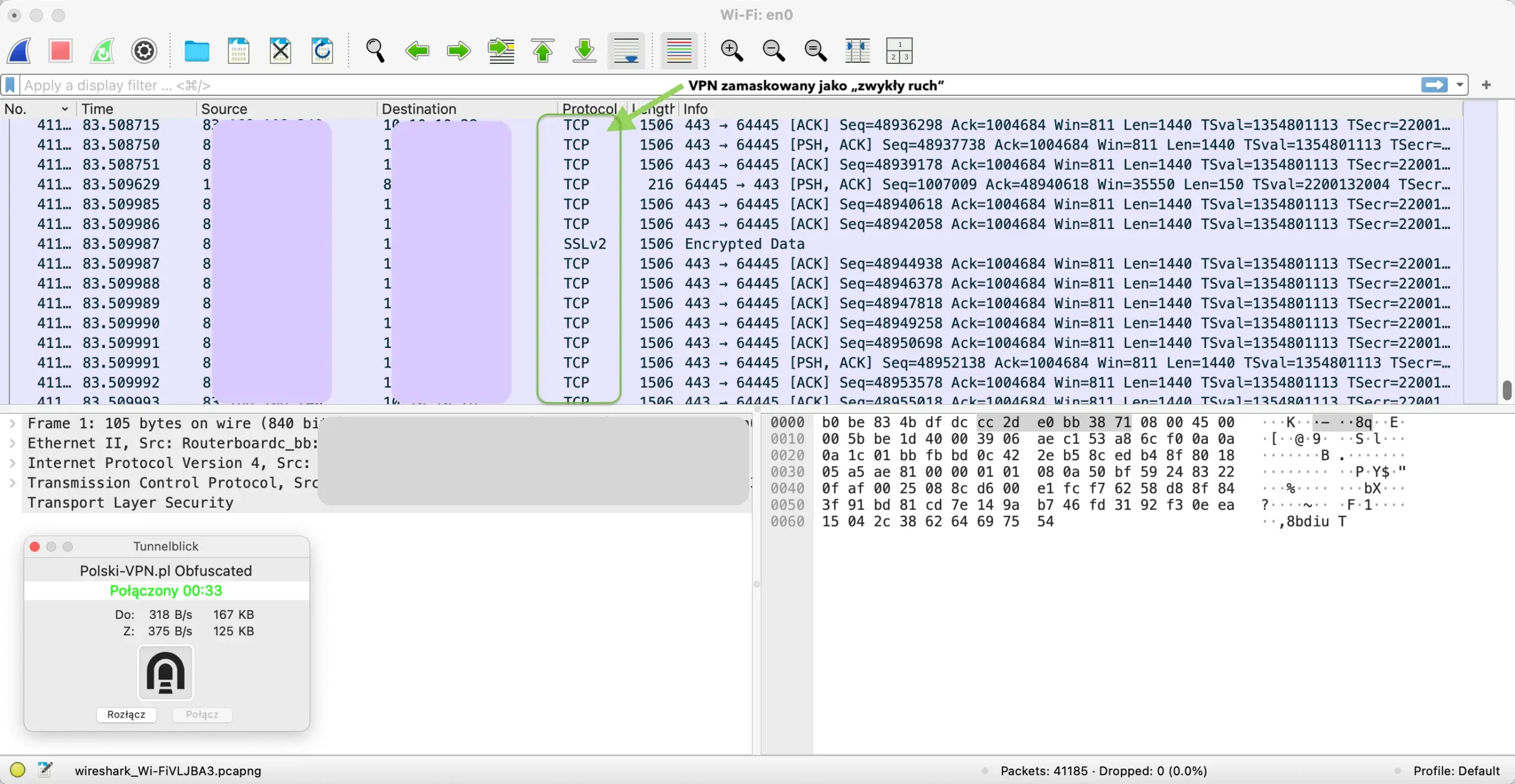WireShark OpenVPN Obfuscated DPI Stealth VPN
