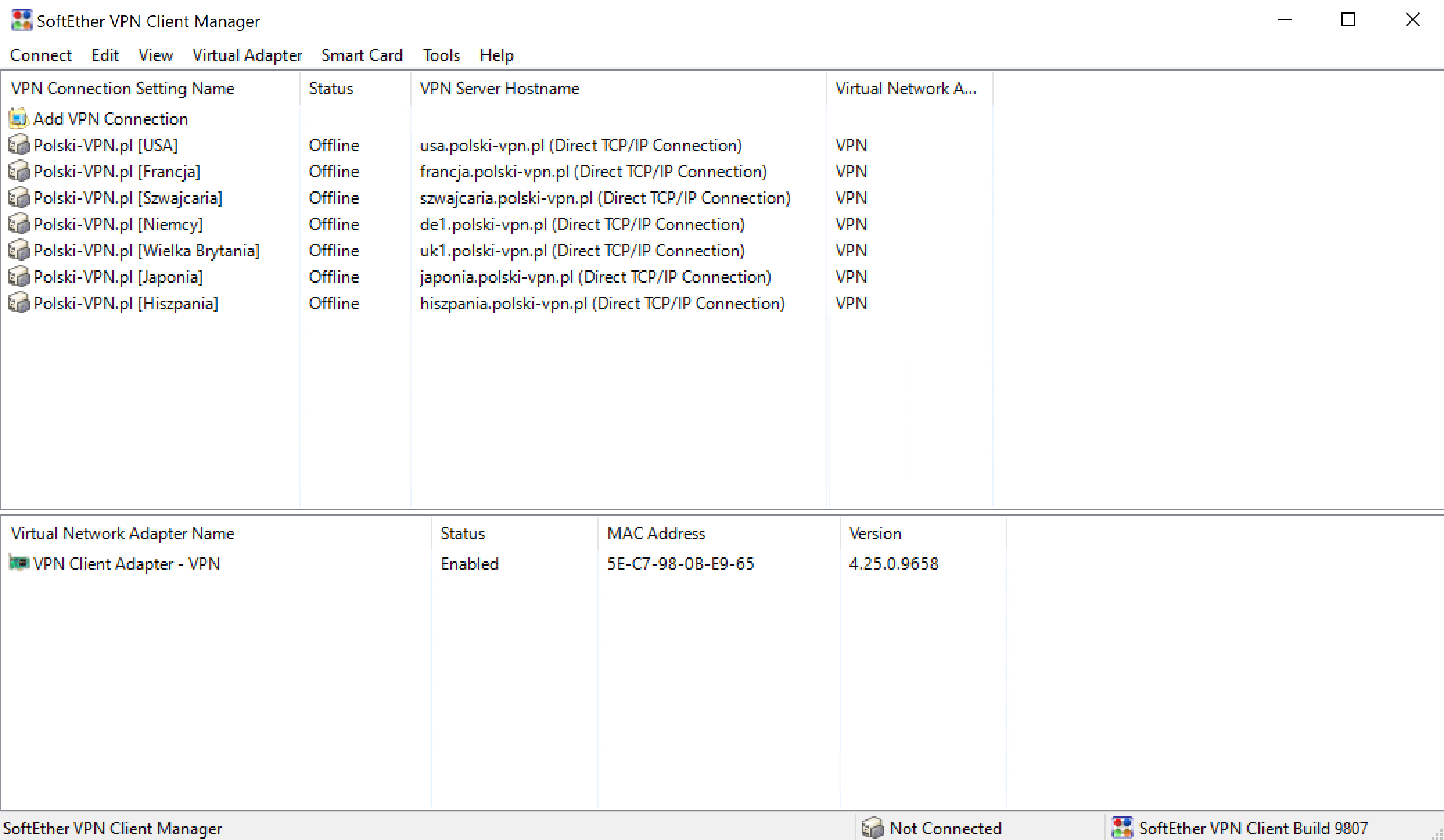 SoftEther serwery Polski-VPN.pl Konfiguracja