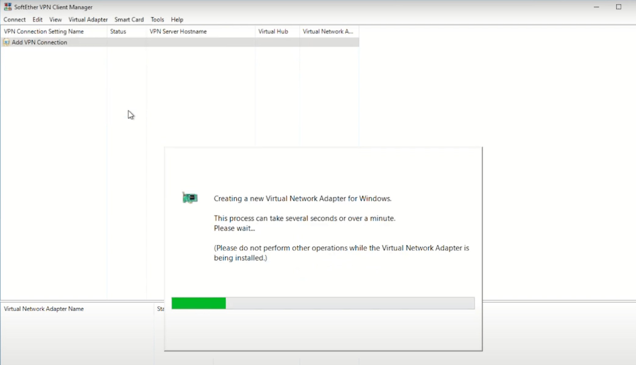 Utwórz adapter VPN Softether VPN Windows