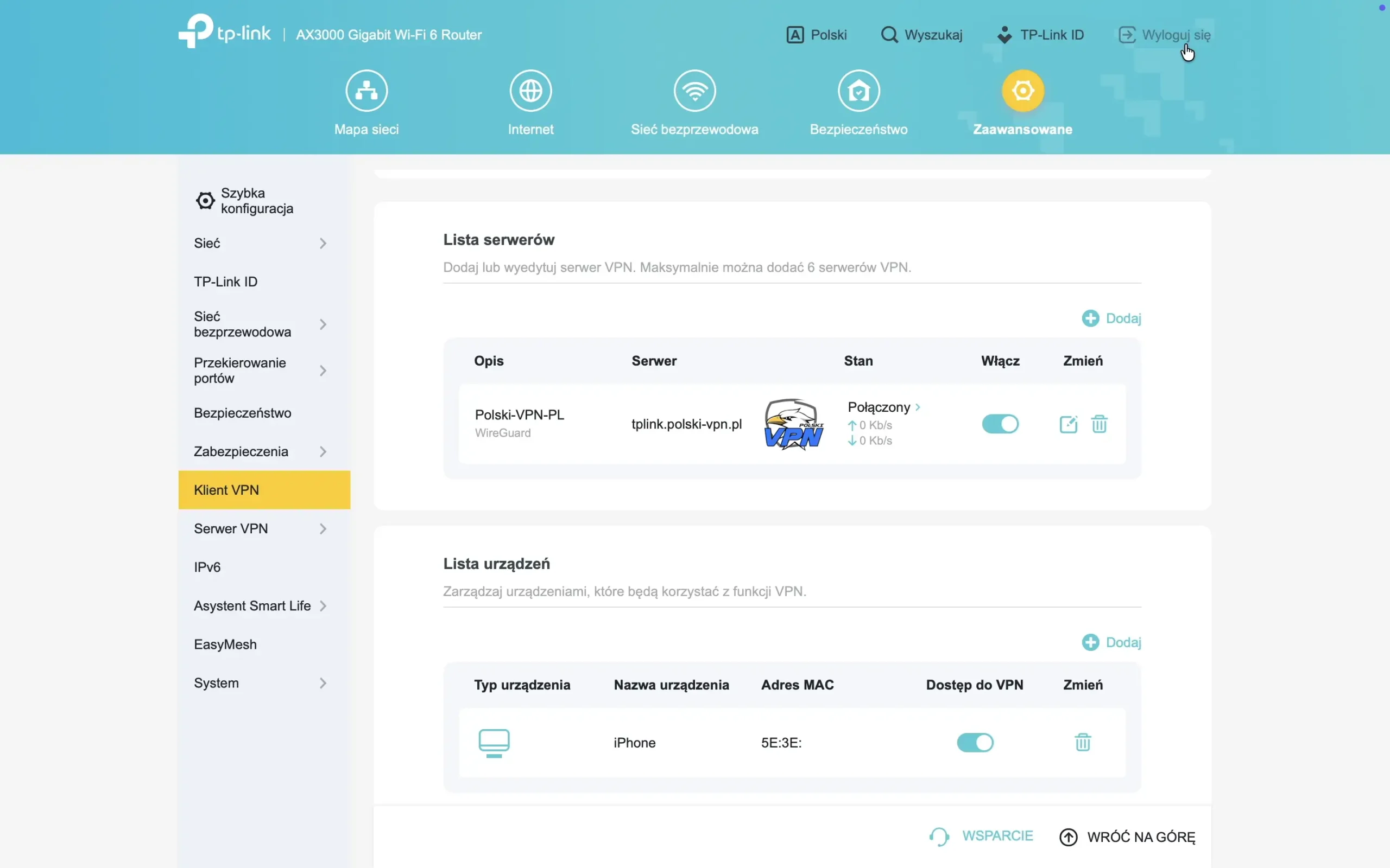 TP-Link Archer WireGuard VPN Klient 4