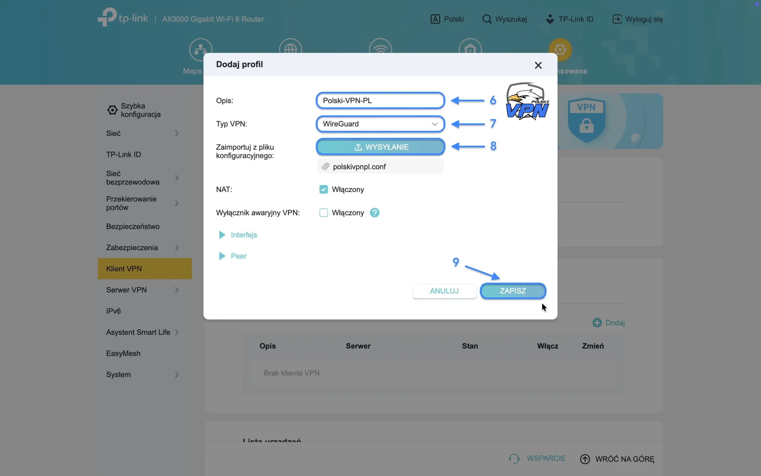 TP-Link Archer Wireguard Klient