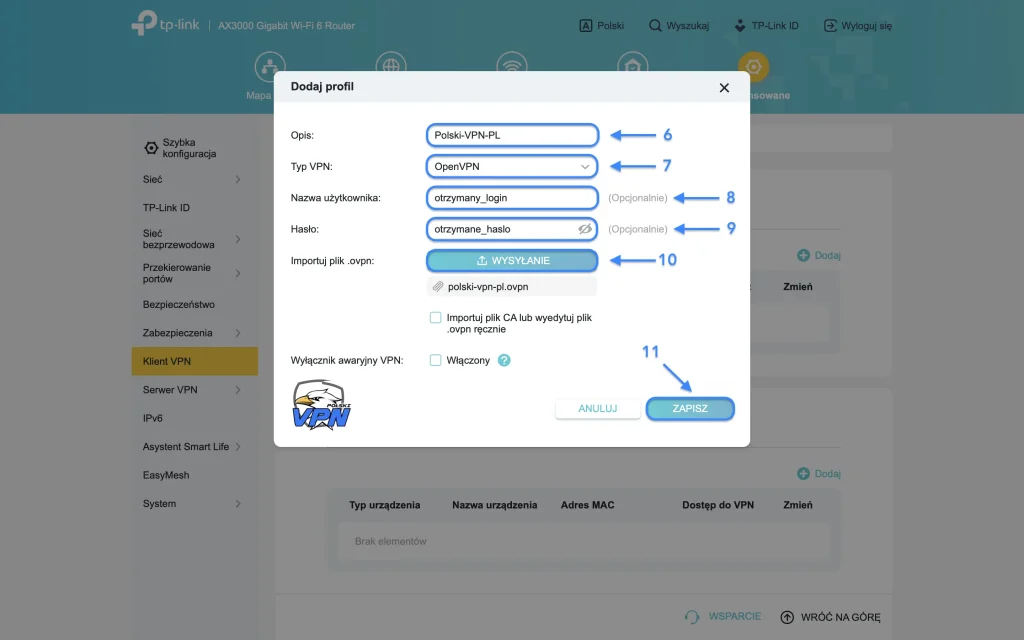open vpn - tp-link - klient openvpn plik konfiguracyjny