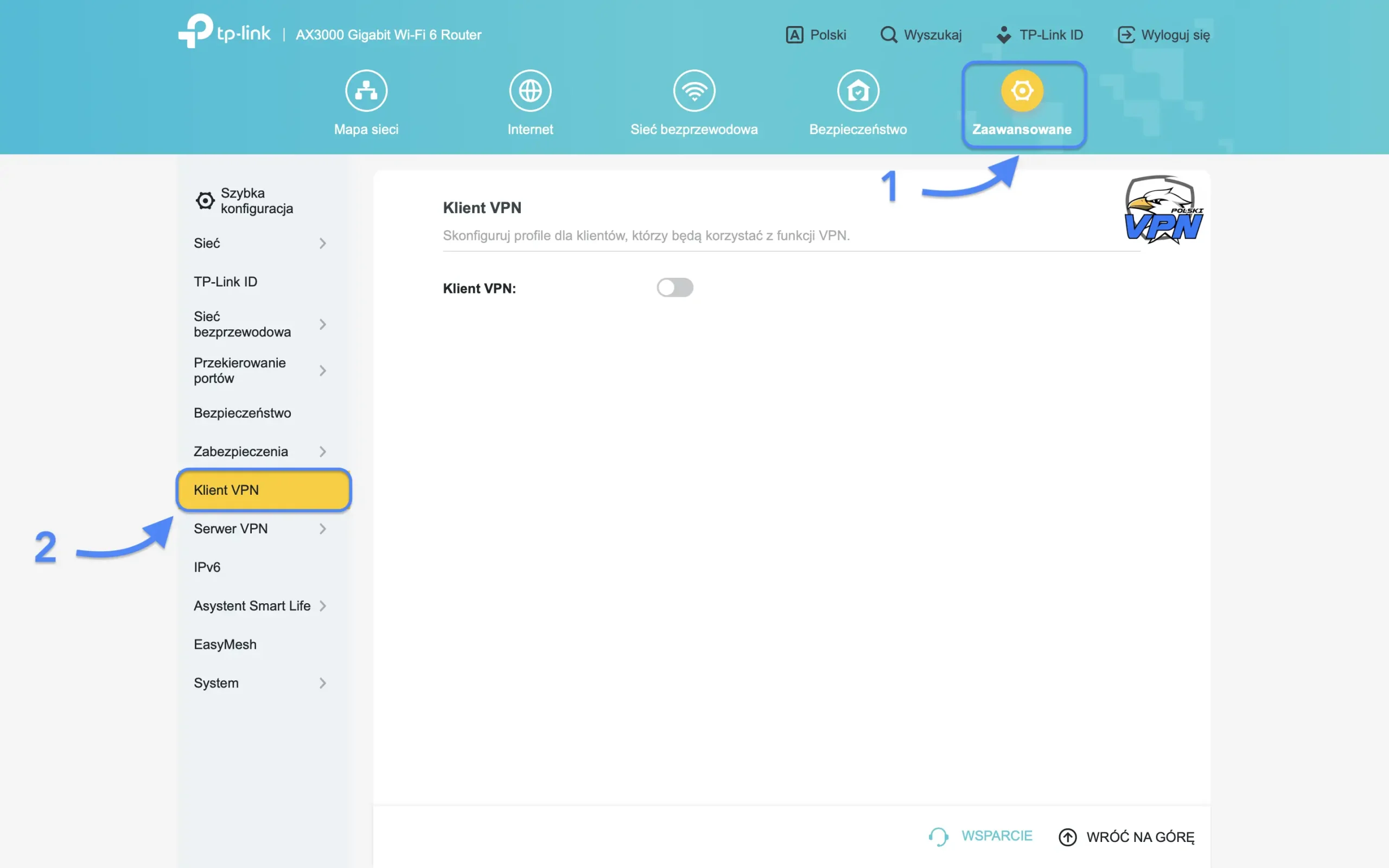 open vpn - tp-link - konfiguracja klient vpn