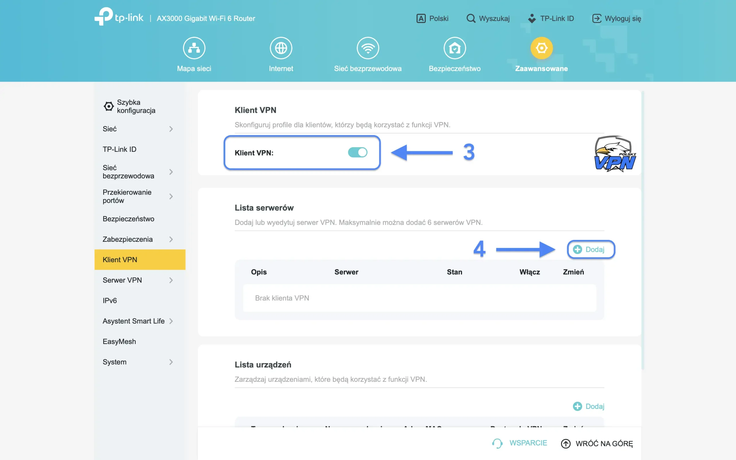 open vpn - tp-link - konfiguracja 2 - klient vpn