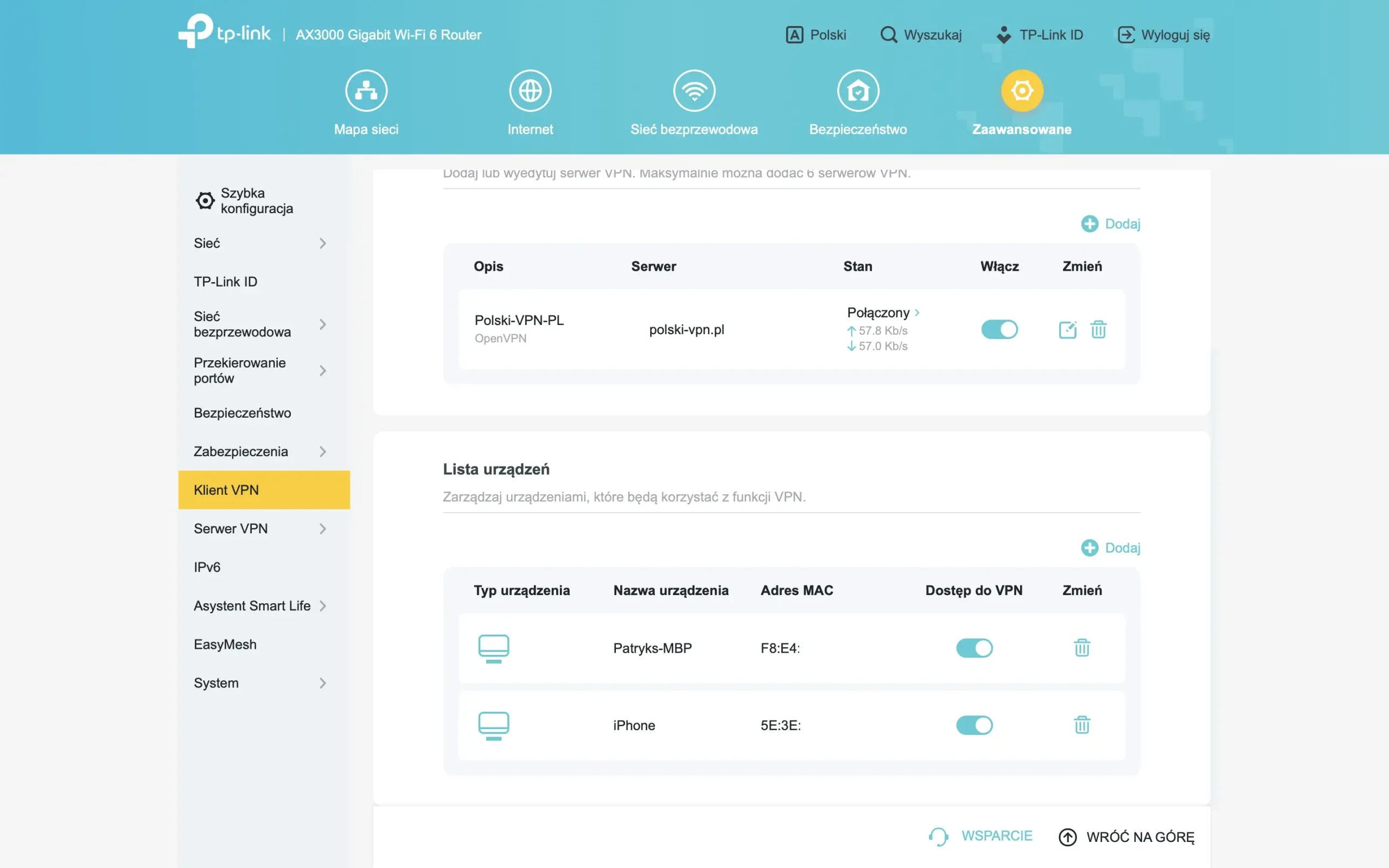 openvpn - tp-link - klient sukces
